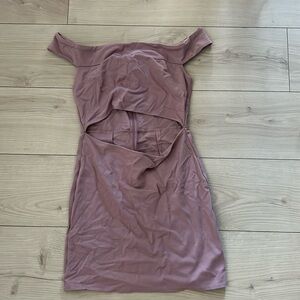 Mauve off the shoulder mini dress